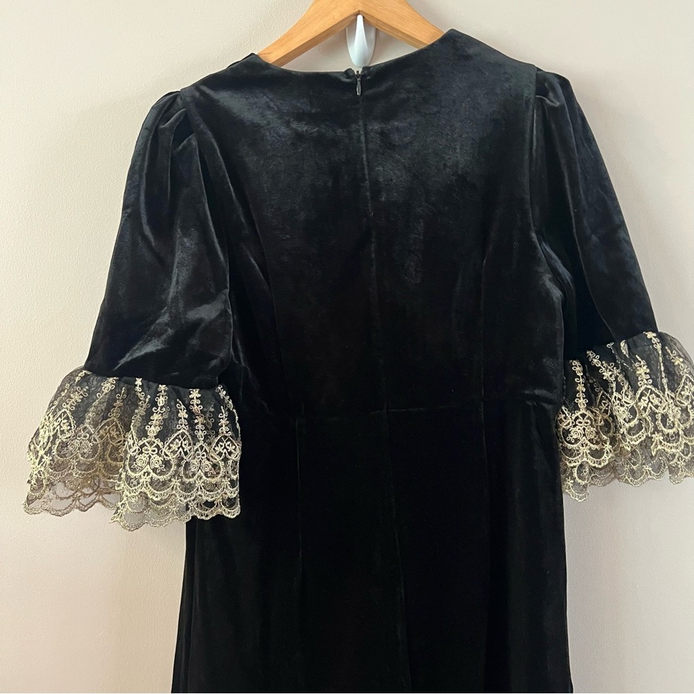 Tuckernuck pomander place velvet Lillith midi dress ladies size large black gold - Picture 6 of 12